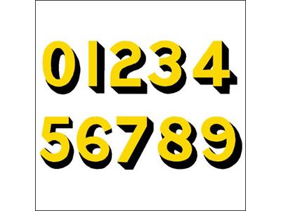 G.W.R. Buffer Beam Numbers Set 0-9 Yellow