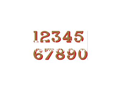 Post 1927 Serifed 12" L.M.S. Numbers Gold Shaded Red