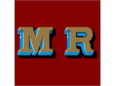 M.R. 6 1/2" Serifed Tender/Tank Letters Gold Shaded Pale Blue/Black