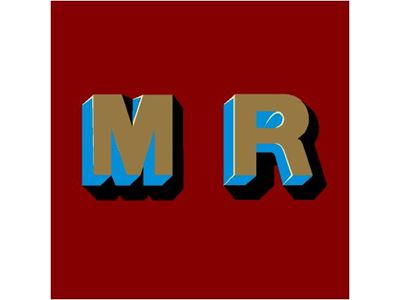 M.R. 6" Sans Serif Buffer Beam Letters Gold Shaded Pale Blue/Black
